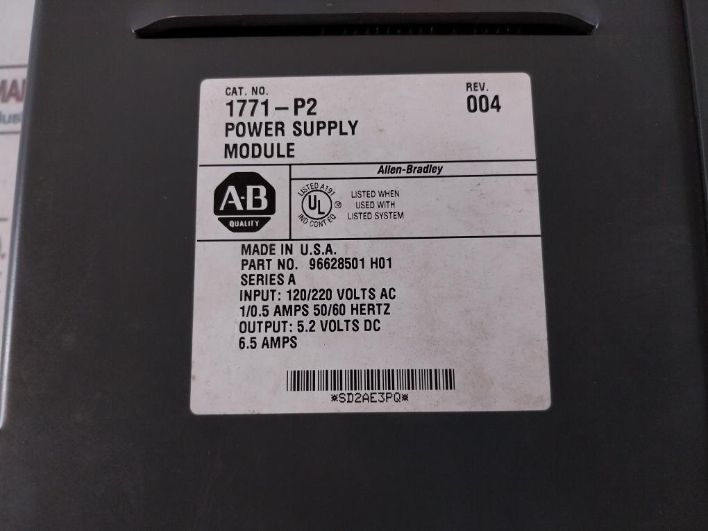 Allen-bradley 1771-p2 Power Supply Module 96628501 H01