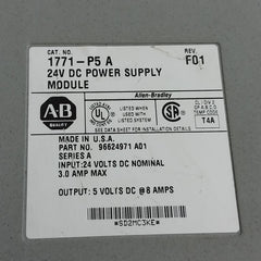 Allen-bradley 1771-p5 A Power Supply Module 24Vdc 3.0 Amp Max Rev F01