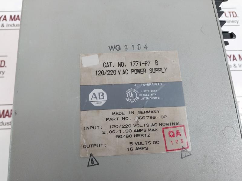 Allen-bradley 1771-p7 B 966799-02 Ac Power Supply Module 120/220vac