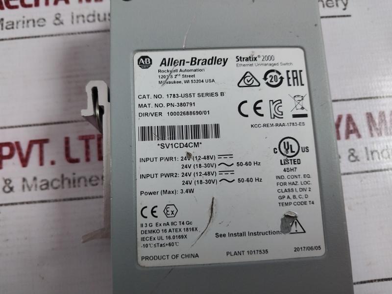 Allen-bradley 1783-US5T Stratix 2000 Ethernet Unmanaged Switch Pn-380791 24V