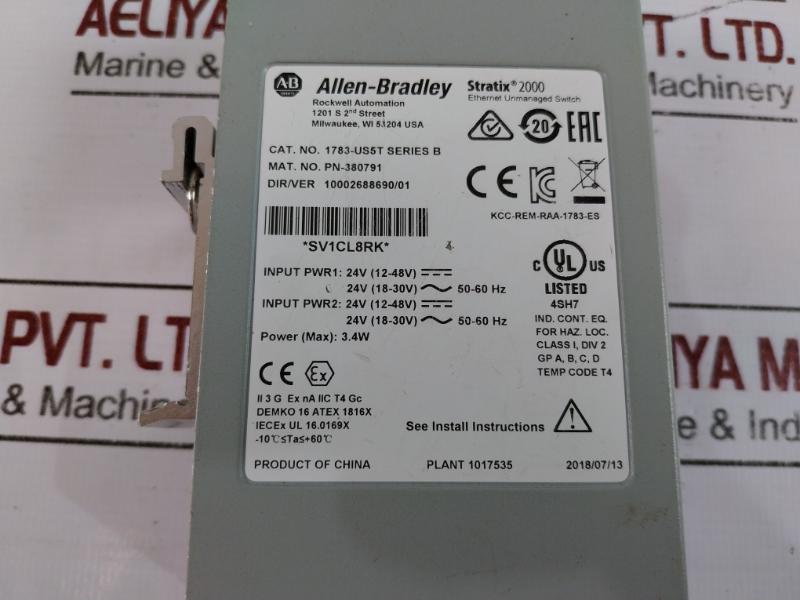 Allen-bradley 1783-us5T Stratix 2000 Ethernet Unmanaged Switch Series B 24V