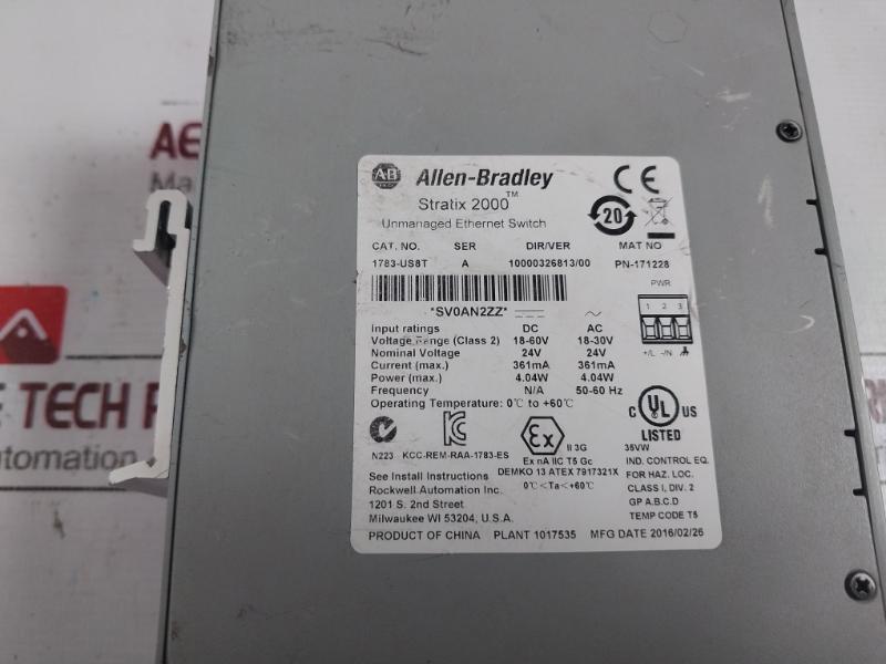 Allen-bradley 1783-us8t Stratix 2000 Unmanaged Ethernet Switch 24vdc