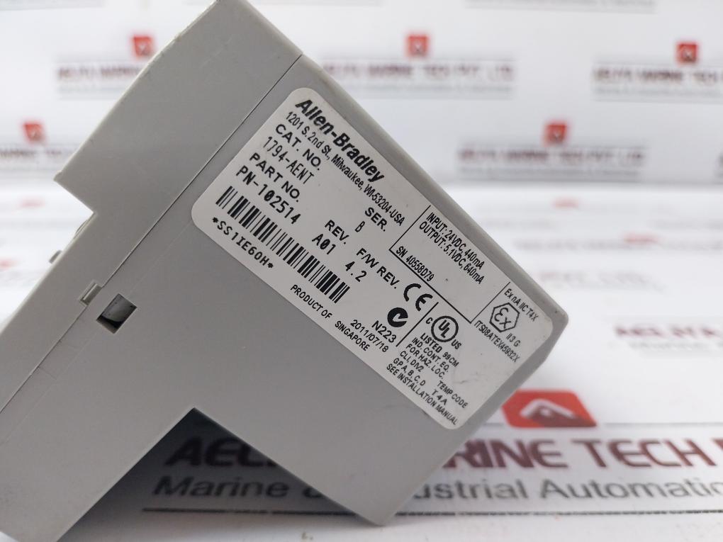 Allen-bradley 1794-aent Flex I/O Ethernet/Ip Adapter 24Vdc 440Ma Ser. B Rev. A01