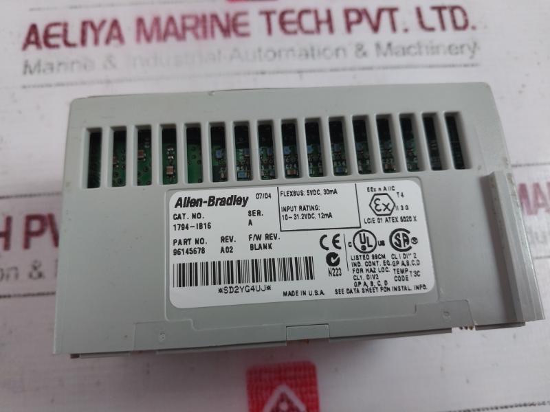 Allen-bradley 1794-ib16 Flex I/O 24Vdc Sink Input Module Rev A02 5Vdc 30Ma