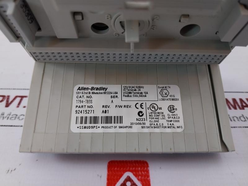 Allen-bradley 1794-tb3S Flex Terminal Block Rev A01 125Vdc/Ac Ser A 50/60 Hz