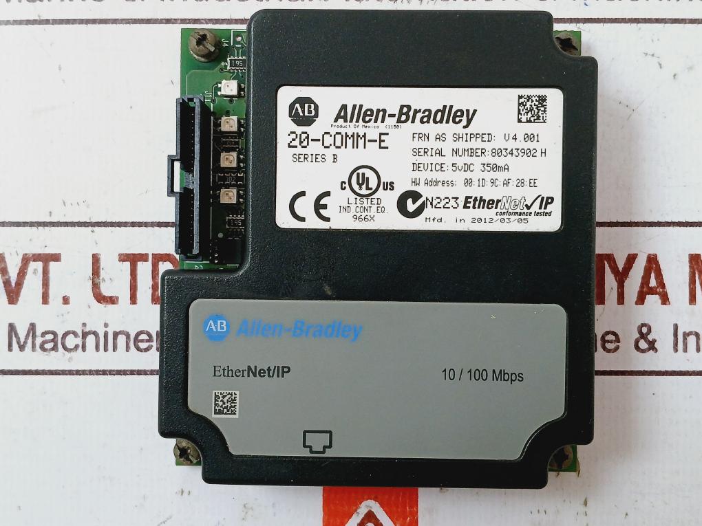 Allen-bradley 20-comm-e Ethernet Adapter Module Ser B 5Vdc 350Ma 10/100 Mbps