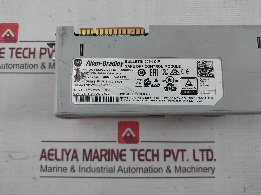 Allen-bradley 2094-en02D-m01-s0 Kinetix 6500 Safe Off Control Module Ser A
