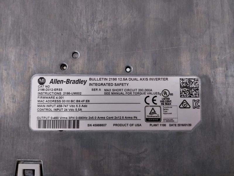 Allen-bradley 2198-d012-ers3 Kinetix 5700 Dual Axis Inverter 2198-um002 40069037