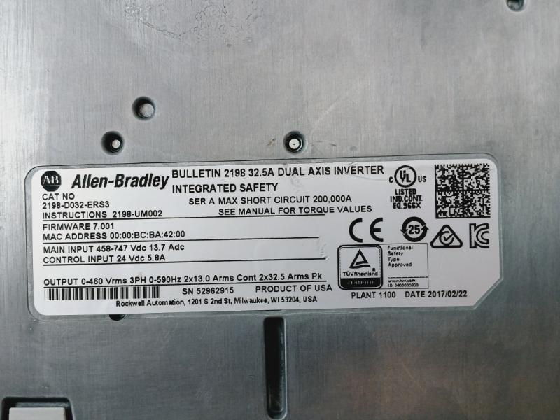 Allen-bradley 2198-d032-ers3 Dual Axis Inverter Kinetix 5700 24 Vdc 5.8a