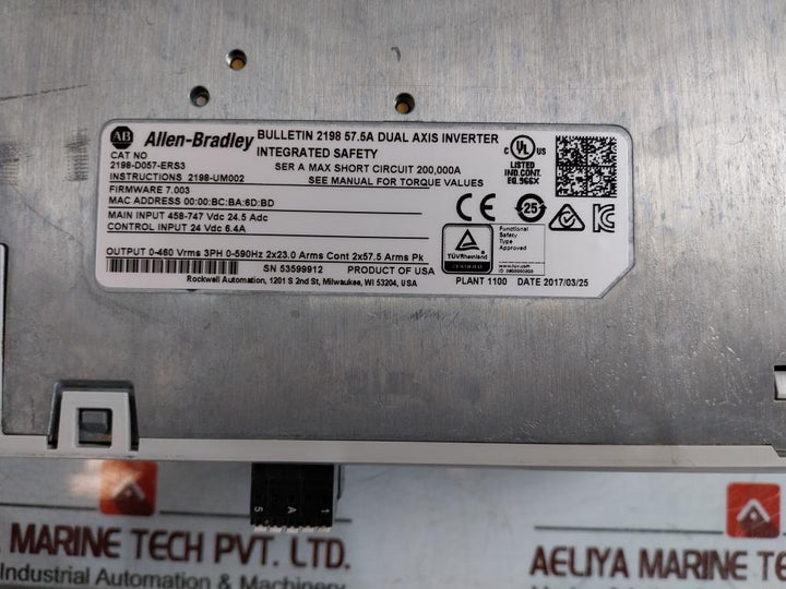 Allen-bradley 2198-d057-ers3 Dual-axis Servo Module Kinetix 5700 458-747 Vdc F4