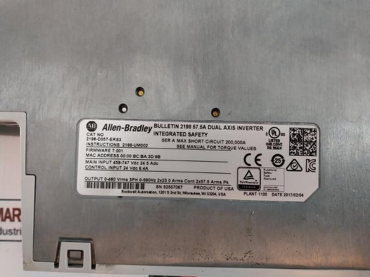 Allen-bradley 2198-d057-ers3 Kinetix 5700 Drive Module Dual-axis Inverter