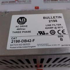 Allen-bradley 2198-db42-f Line Filter 42a 480vac Ac Drive 3-phase