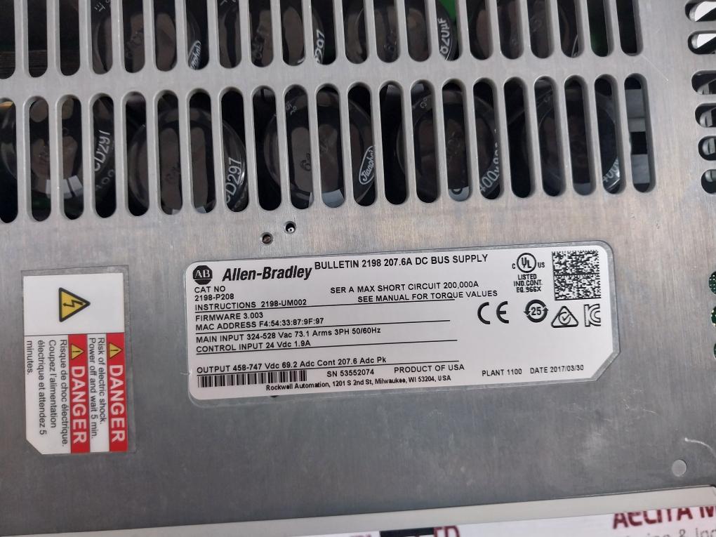 Allen-bradley 2198-p208 Kinetix 5700 Dc Bus Supply 219222 2198-p208