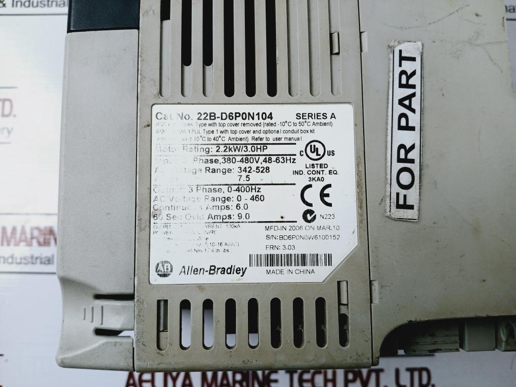 Allen-bradley 22B-d6P0N104 Powerflex 40 Ac Drive Series A