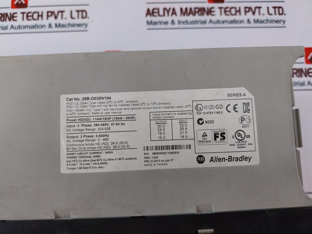 Allen-bradley 25B-d030N104 Powerflex 525 Ac Drive Ser A