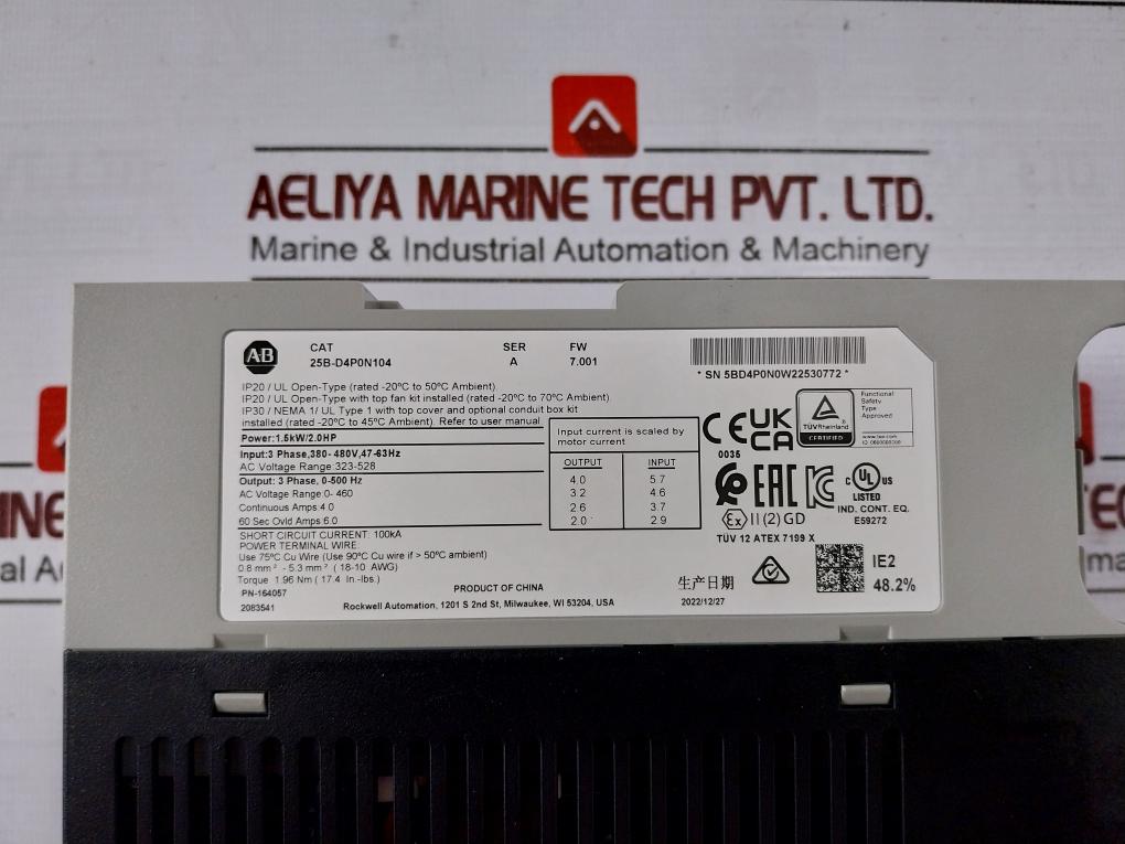 Allen-bradley 25B-d4P0N104 Ser A Powerflex 525 Power Module 1.5Kw/2.0Hp