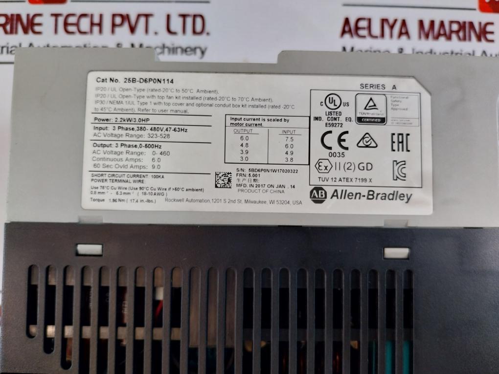 Allen-bradley 25B-d6P0N114 Powerflex 525 Ac Drive Series A 2.2Kw/3.0Hp