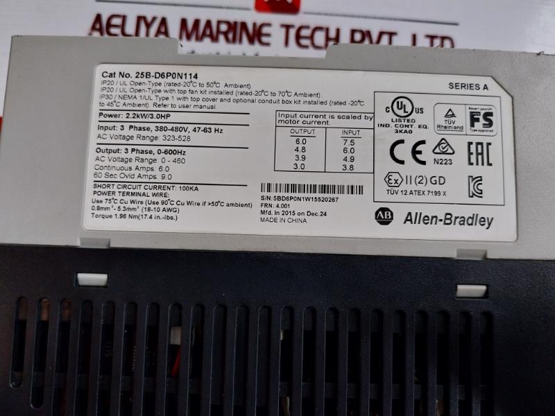 Allen-bradley 25b-d6p0n114 Adjustable Frequency Ac Drive Powerflex 3phase Output