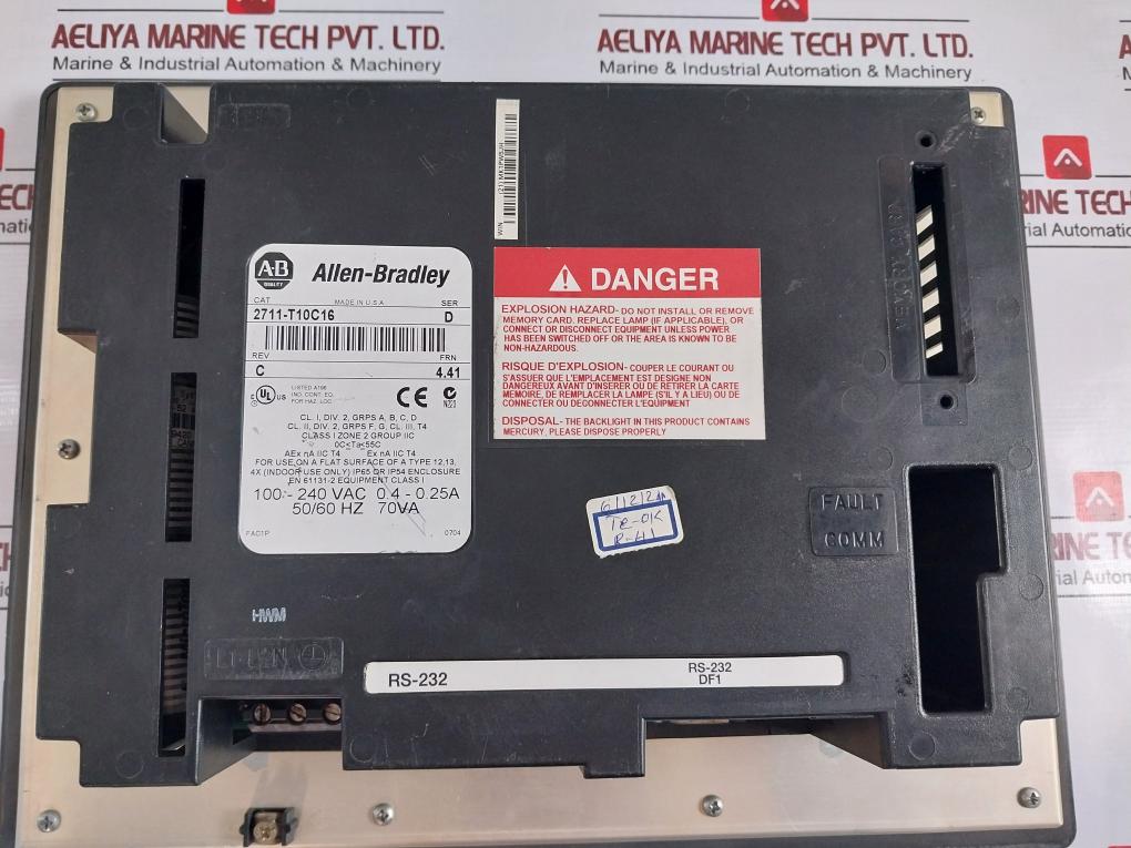 Allen-bradley 2711-t10C16 Operator Interface 100-240 Vac 0.4-0.25A