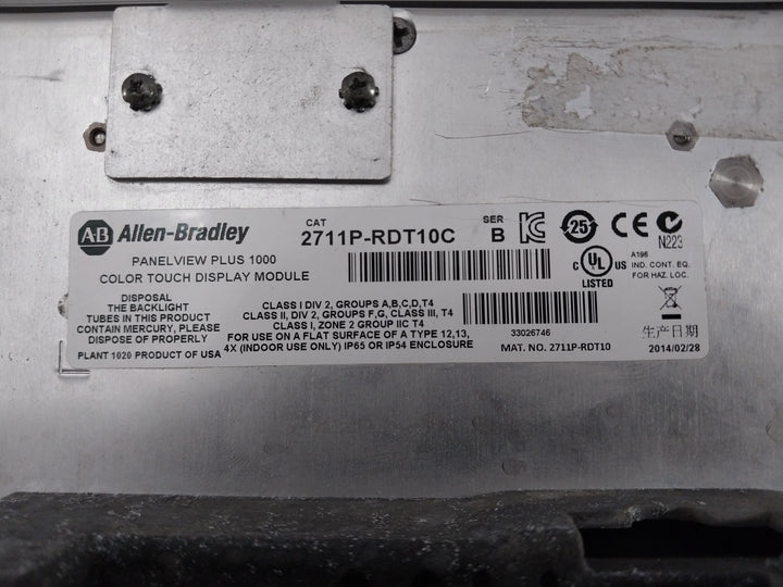 Allen-bradley 2711P-rdt10C Panel View Plus Display Module 24Vdc