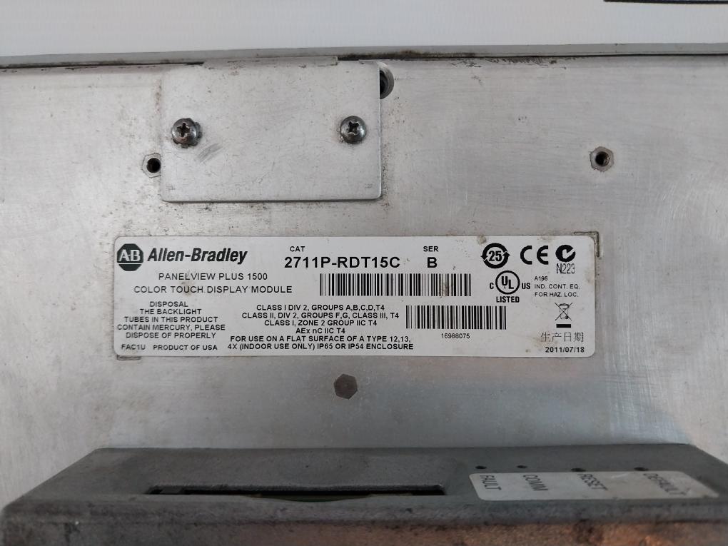 Allen-Bradley 2711P-RDT15C Color Touch Display Module 4.330 Kg