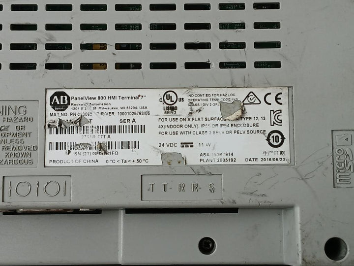 Allen-bradley 2711R-t7T Panelview 800 Hmi Touch Screen Terminal Ser A 24Vdc-11W