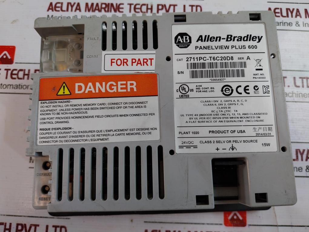 Allen-bradley 2711pc-t6c20d8 Panelview Plus 600 24 Vdc 15w