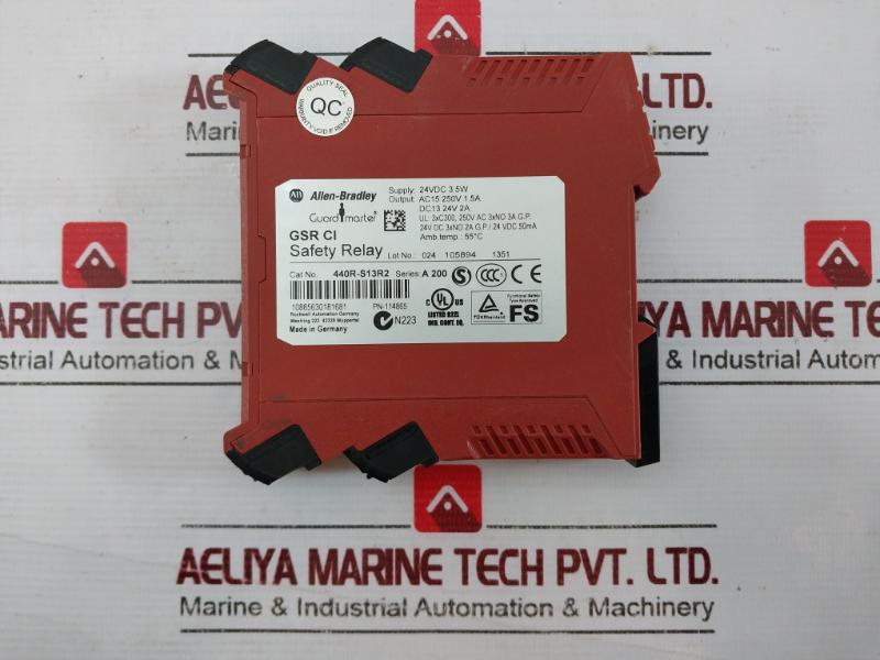 Allen-bradley 440R-s13R2 Guard Master Gsr Ci Safety Relay 24Vdc 3.5W Ac15 250V