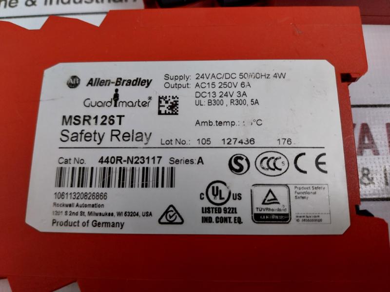 Allen-bradley 440r-n23117 Safety Relay 24vac/dc 6a Series A
