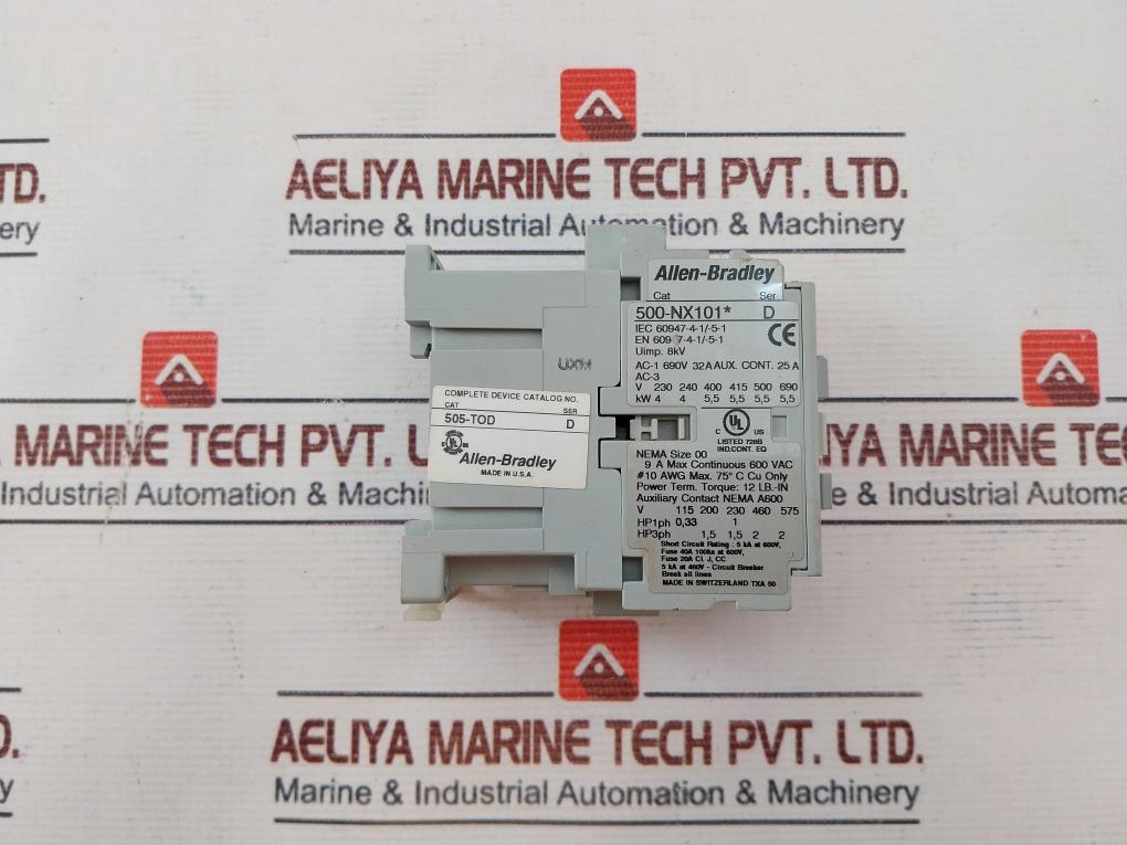 Allen-bradley 500-nx101* Auxiliary Contactor 505-tod Ser: D