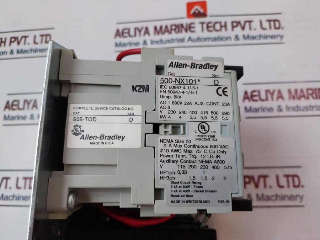 Allen-Bradley 500-NX101 Contactor W/ Overload Relay 592-JOV16 & Starter 505-TOD