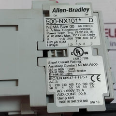 Allen-bradley 500-nx101* Overload Relay With Auxiliary Contactor Ser:D