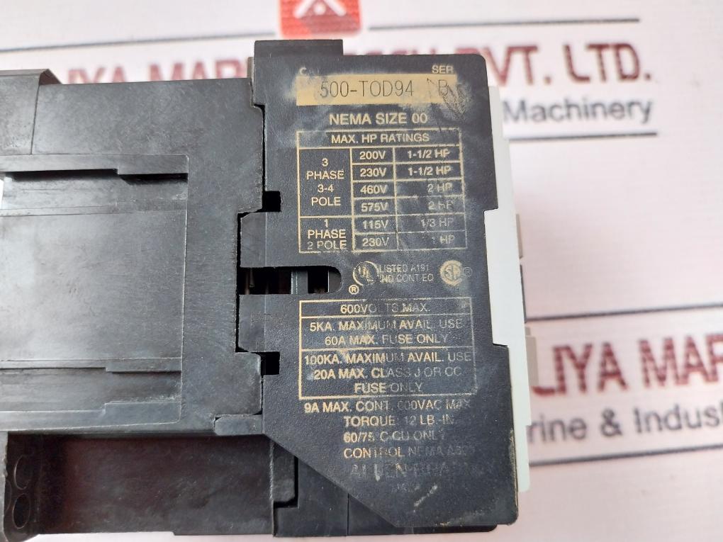 Allen-bradley 500-t0D94 Contactor Ser B