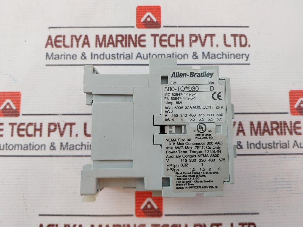 Allen-bradley 500-to*930 Ser: D Contactor 110V 50Hz