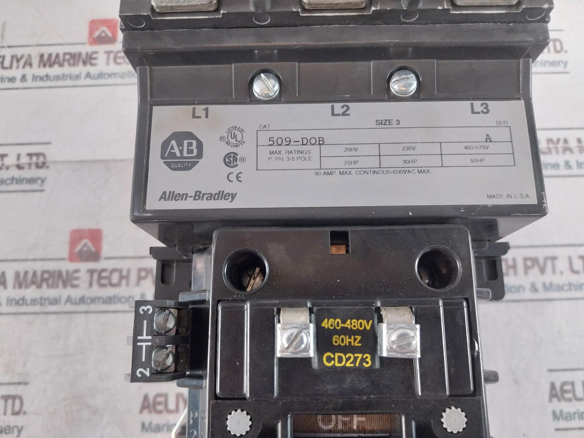 Allen-bradley 509-dob Motor Starter 460-480V 60Hz