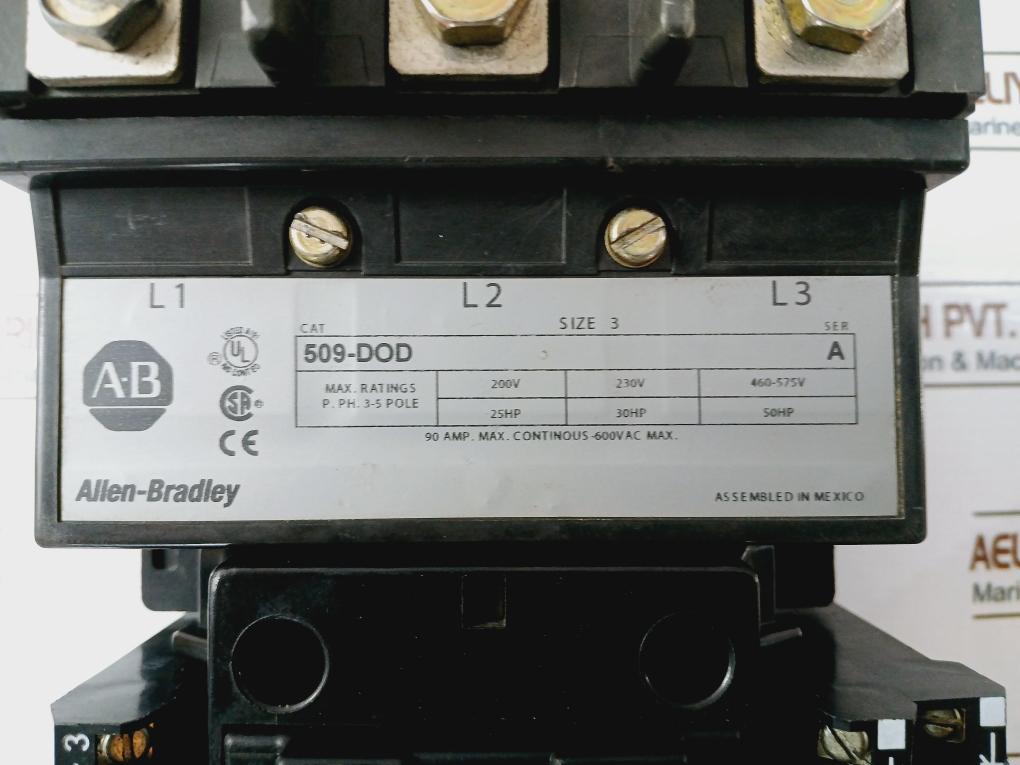 Allen-bradley 509-dod Motor Contactor 115-120V 60Hz