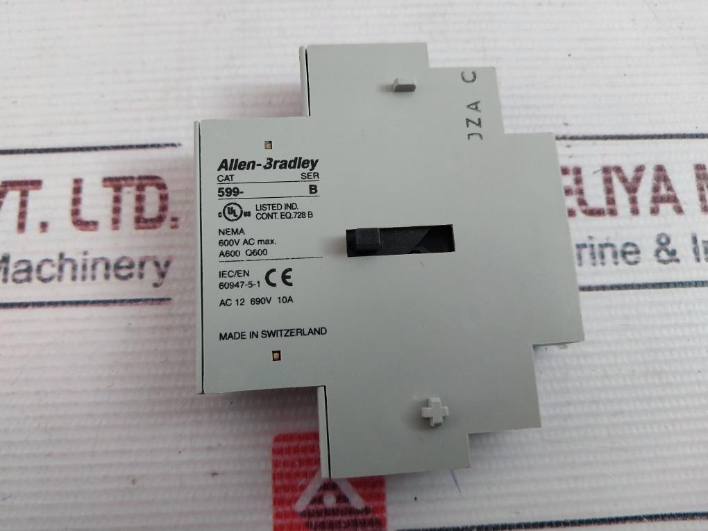 Allen-bradley 599-b Auxiliary Contact Interlock Assembly 10A 690V