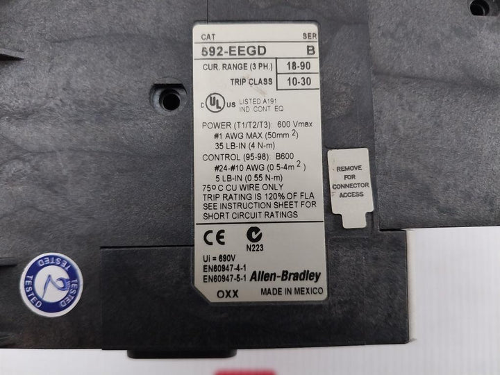 Allen-bradley 600V Max Overload Relay 592-eegd