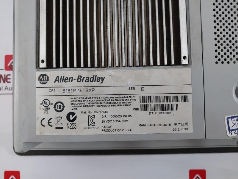 Allen-bradley 6181P-15Tsxp Integrated Display Industrial Computer 20Vdc 3.25A 65W