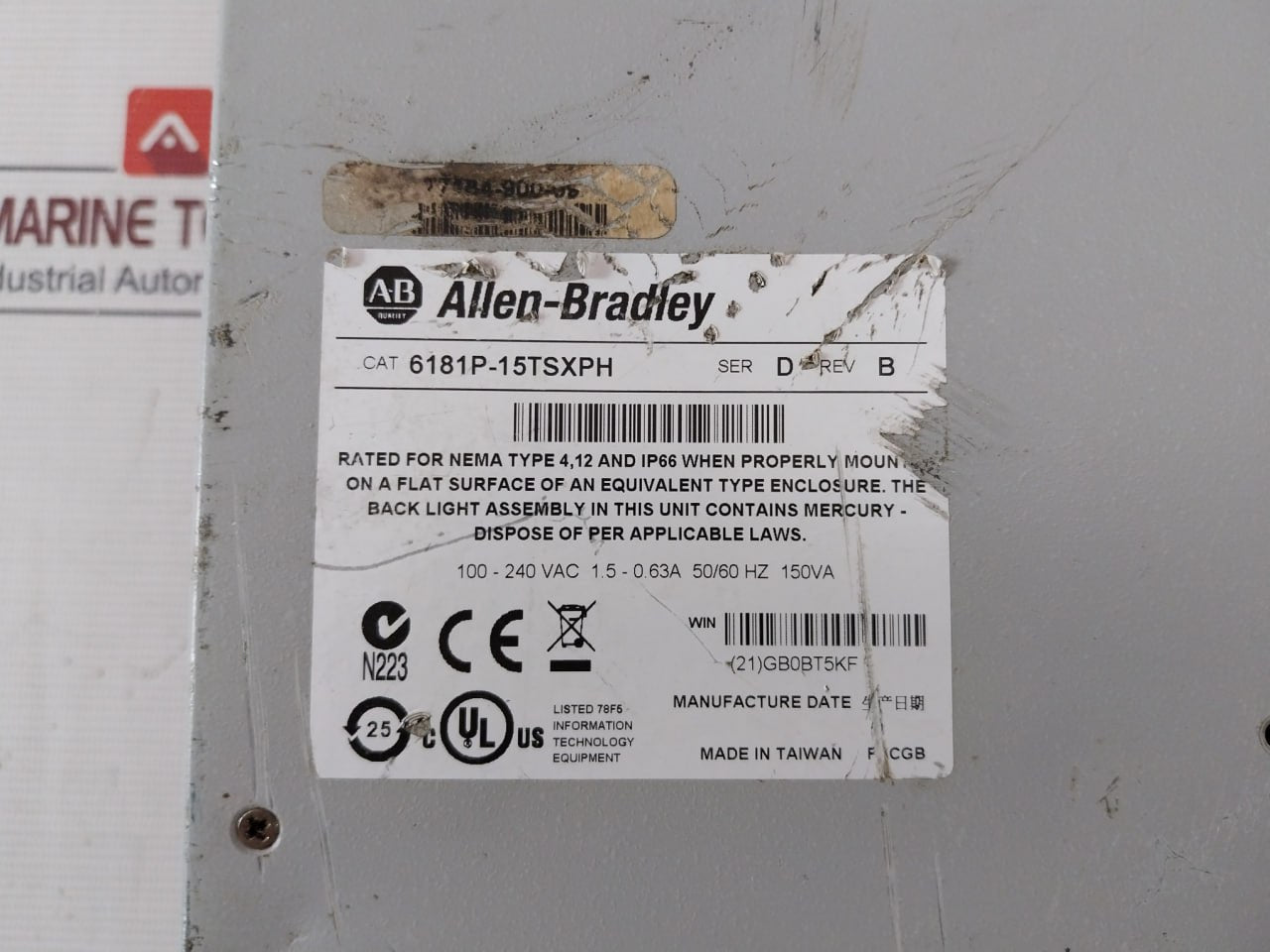 Allen-bradley 6181P-15Tsxph Hmi Integrated Display Computer 150Va (Not Working)