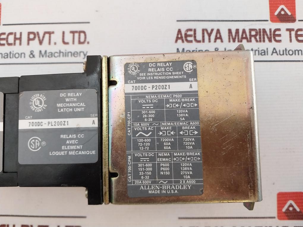 Allen-bradley 700Dc-p200Z1 Ser: A Dc Relay With Mechanical Latch Unit