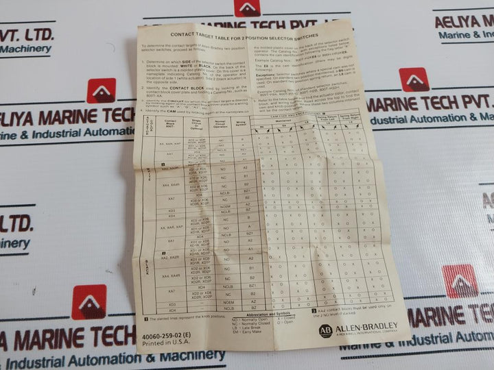 Allen-bradley 800T-h2 2 Position Selector Switch Ser T