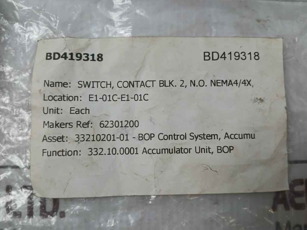 Allen-bradley 800T-xa2 Switch Contact Blk. 2, N.O. Nema 4/4X