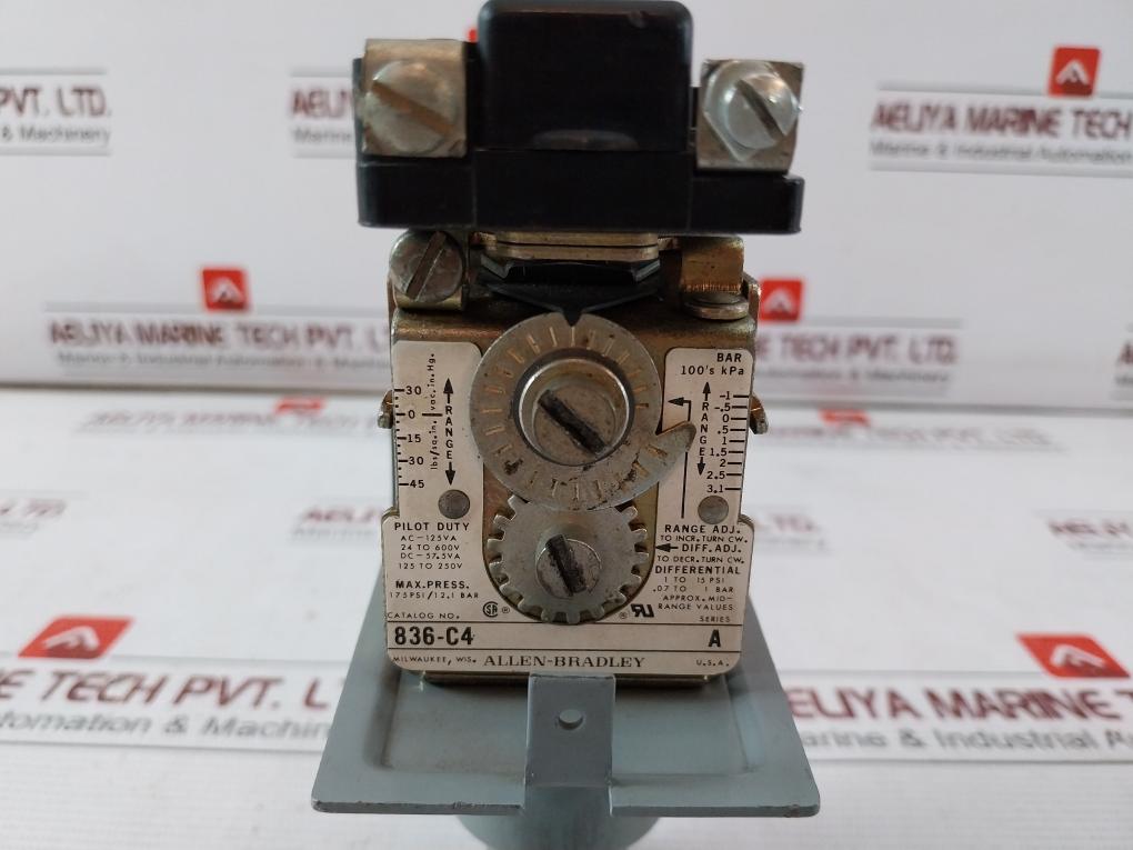 Allen-bradley 836-c4 Pressure Control 24-600V 125Va 125-250V 175Psi / 12.1 Bar