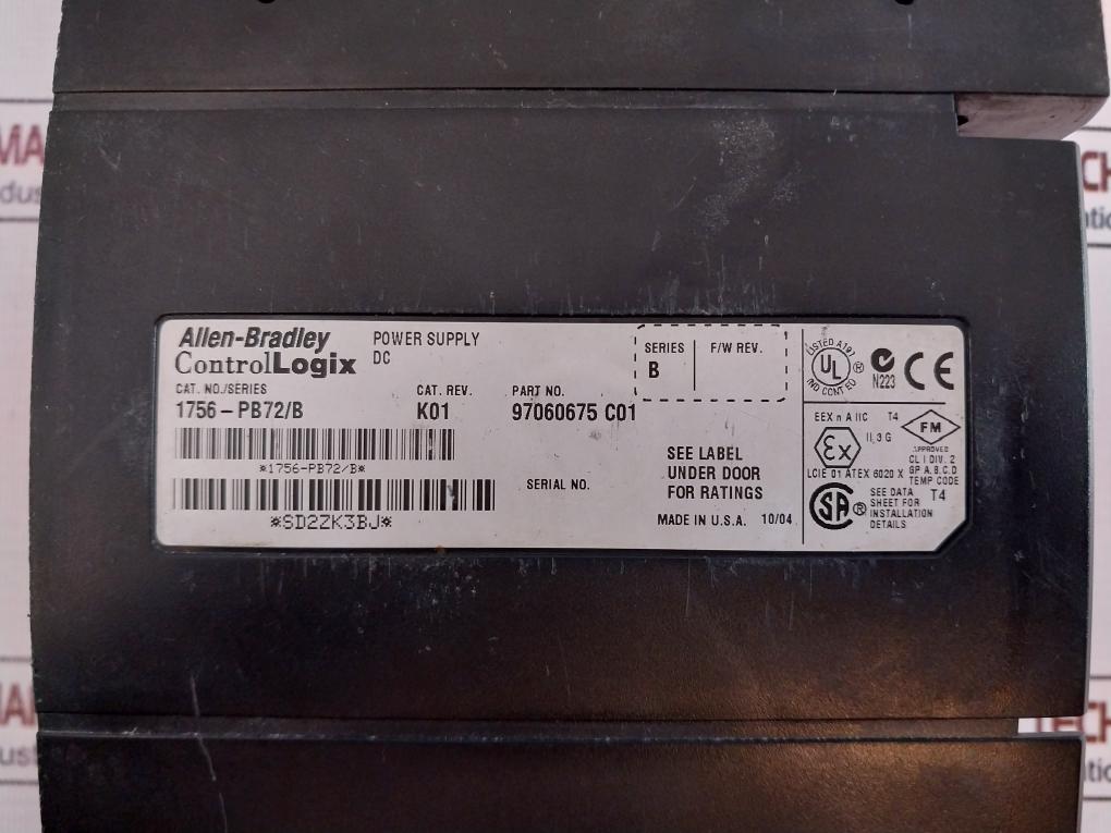 Allen-bradley Control Logix 1756-pb72 Power Supply Series: B 97060675 C01