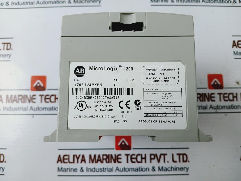 Allen-bradley Micrologix 1200 1762-l24Bxbr Plc Controller 24Vdc Ser: C Rev: 9