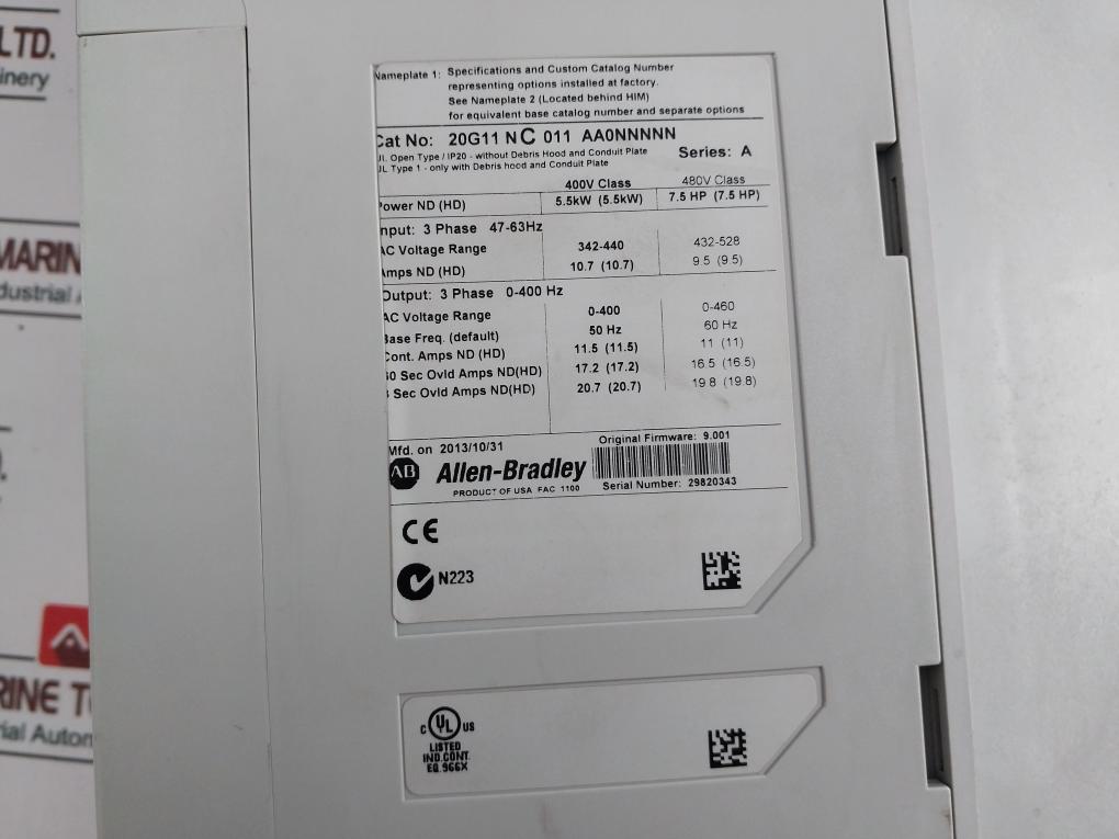 Allen-bradley Powerflex 755 Ac Drive 20G11Nc011Ja0Nn, With Embedded Ethernet/Ip