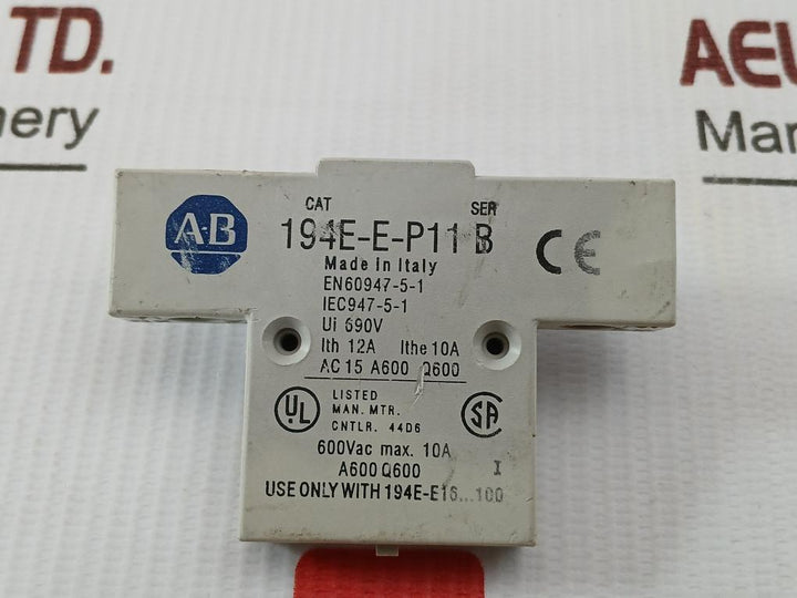 Allen-bradley Ser B Auxiliary Contact Block 194E-e-p11 690V Ac