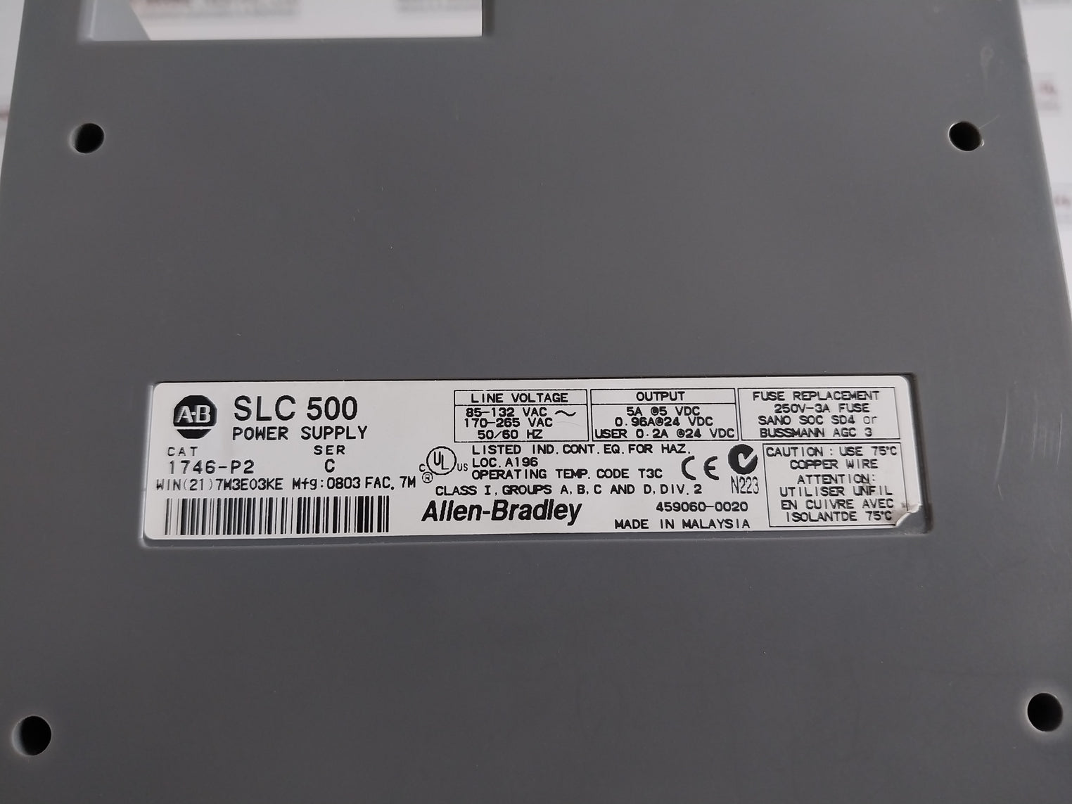 Allen-bradley Slc 500 13-slot Rack Controller Module 1746-a13 1746-p2 1747-l531