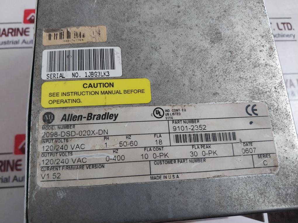 Allen-bradley Ultra 3000 Digital Servo Drive 2098-dsd-020X-dn (9101-2352)